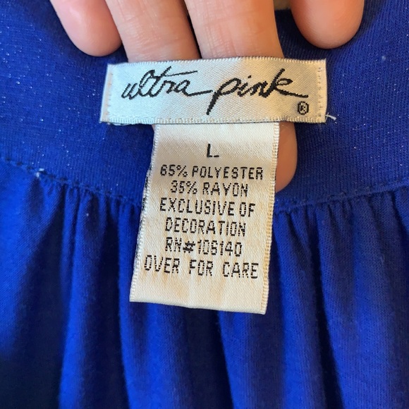 ULTRA PINK Vintage Y2K Royal Blue Bejeweled Halter Sleeveless Tank Top in Large - Picture 5 of 6